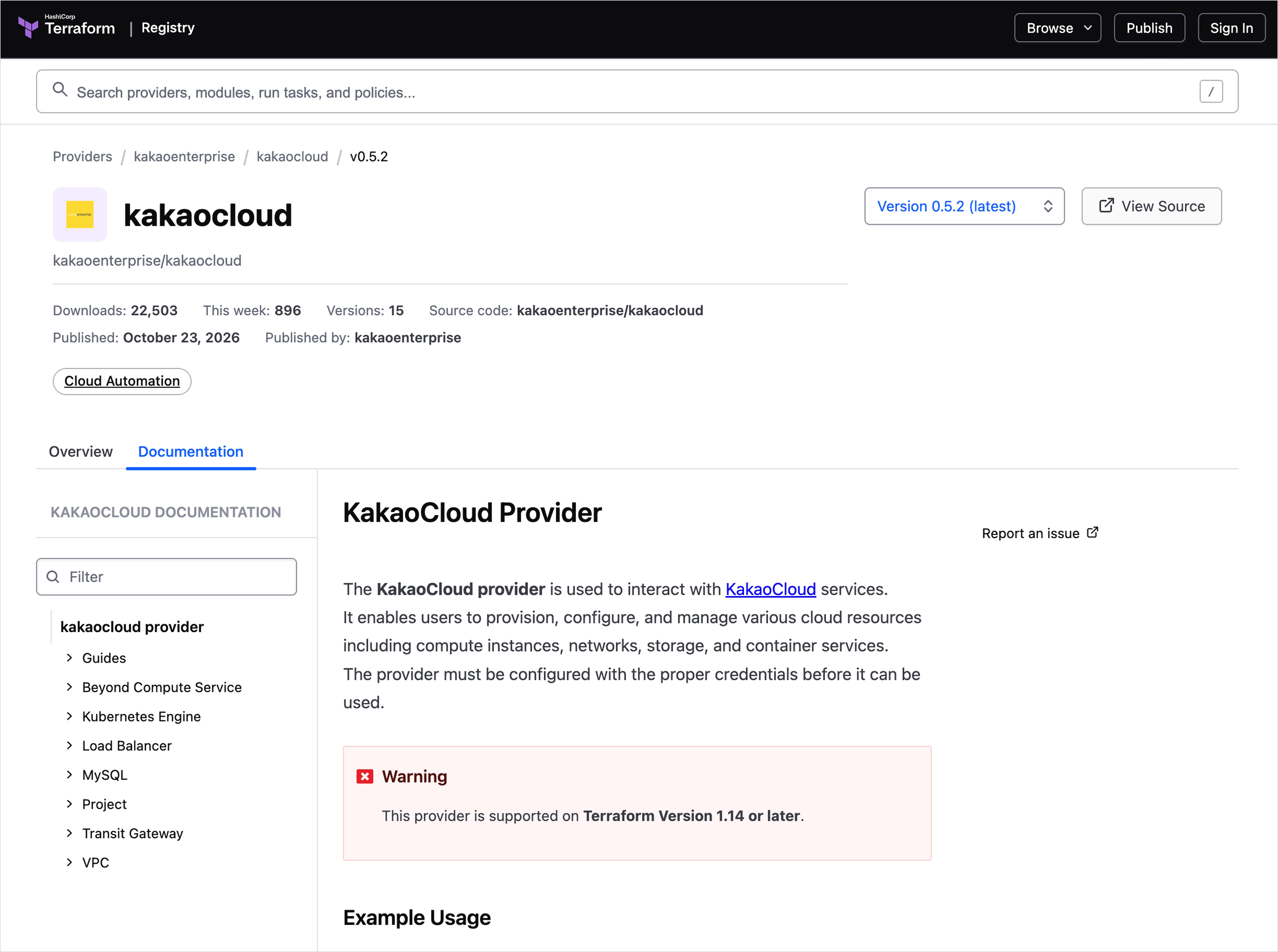 KakaoCloud Terraform Provider