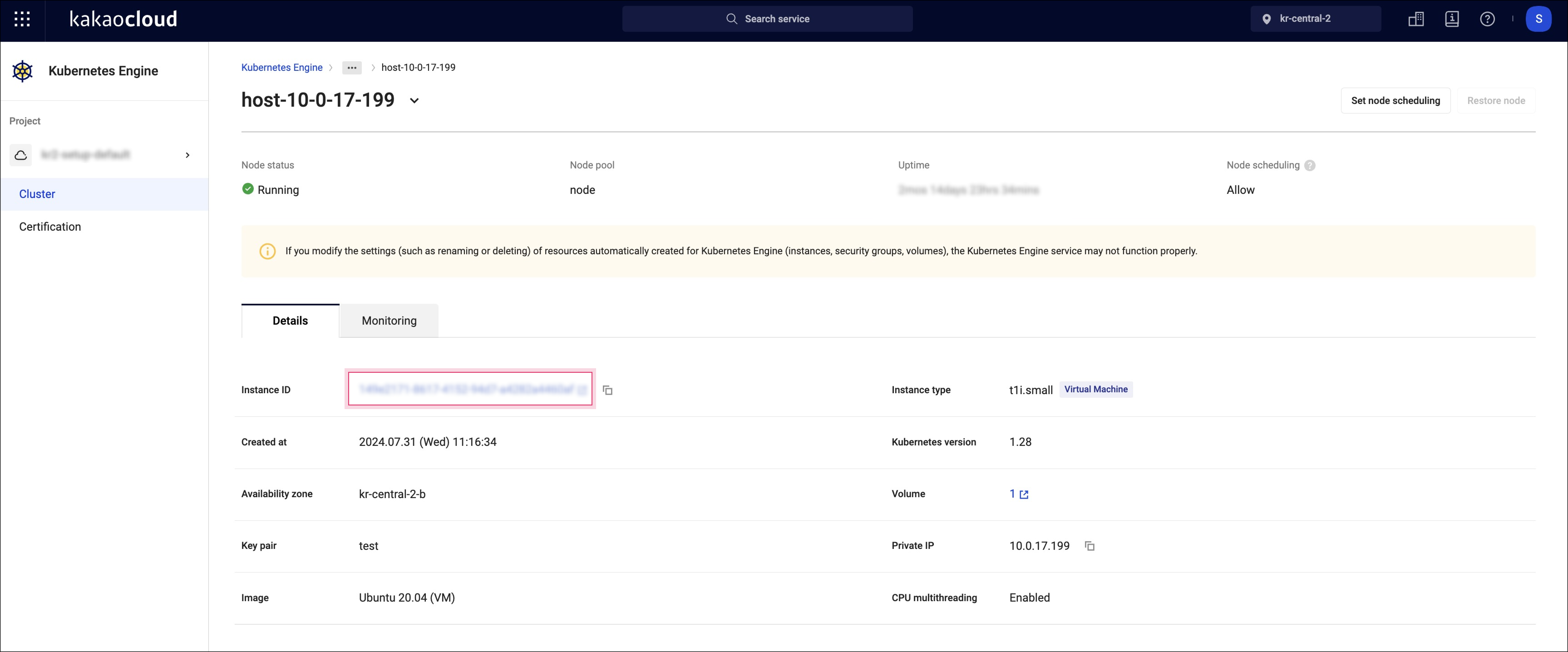 Image: Console Node Detail Page