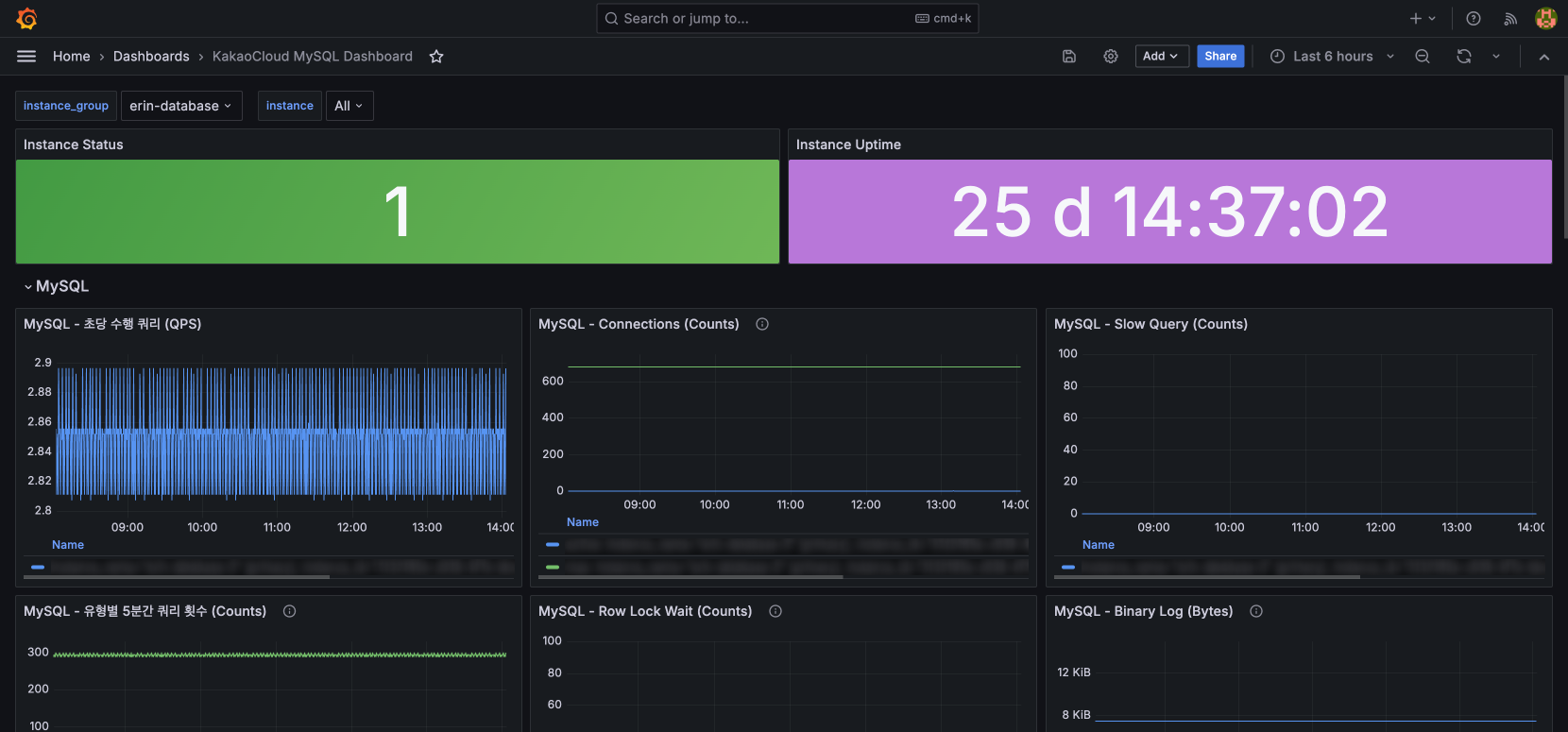 MySQL Dashboard 확인